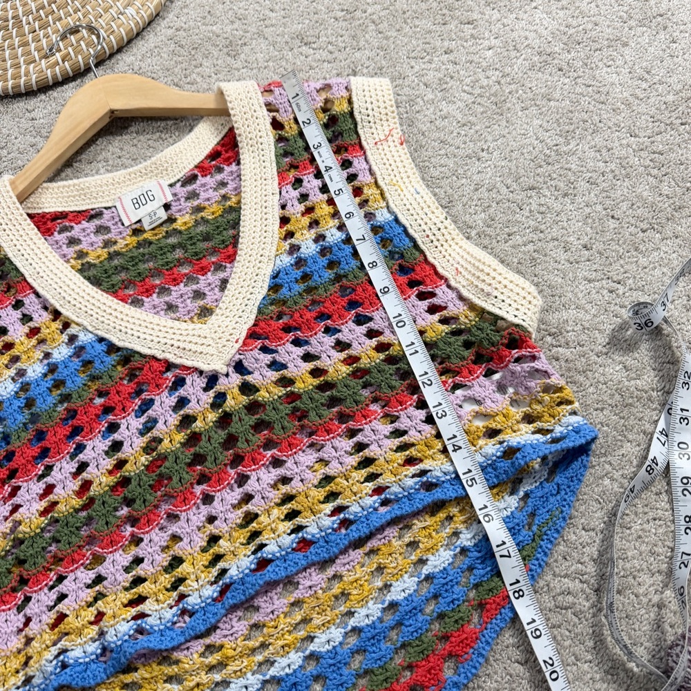 BDG Urban Outfitters Women’s Crochet Knit Tank Top V-Neck Crop Pullover Stripe S - Picture 12 of 12
